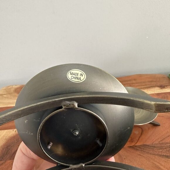 2- Pillar Candlestick Holder 4.5" Bronze Metal Brutalist MCM Modern Art Abstract - Picture 6 of 13